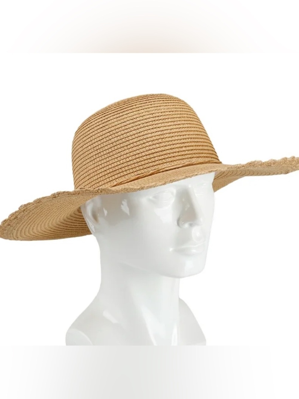 Jessica Simpson Scalloped Edge Wide Brim Straw Hat - UPF 50 UV Protection - Picture 8 of 9